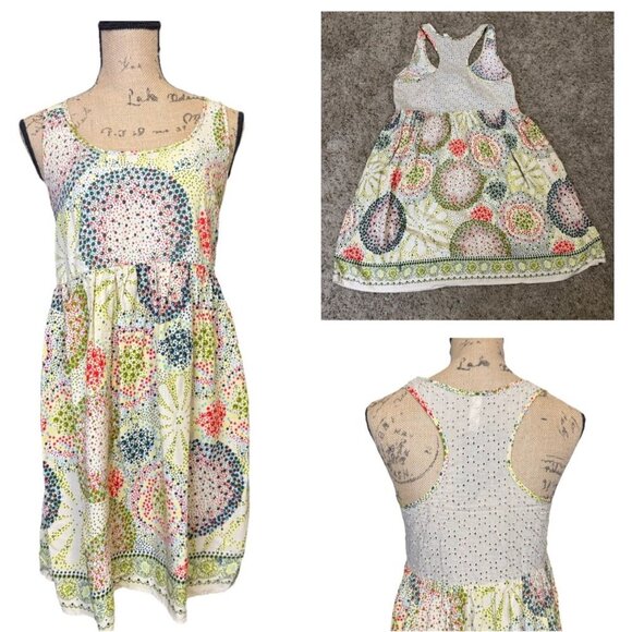 Womens Razor Back Dress Floral Coastal Rayon Beach Resort Summer Flowy MEDIUM - Picture 1 of 12